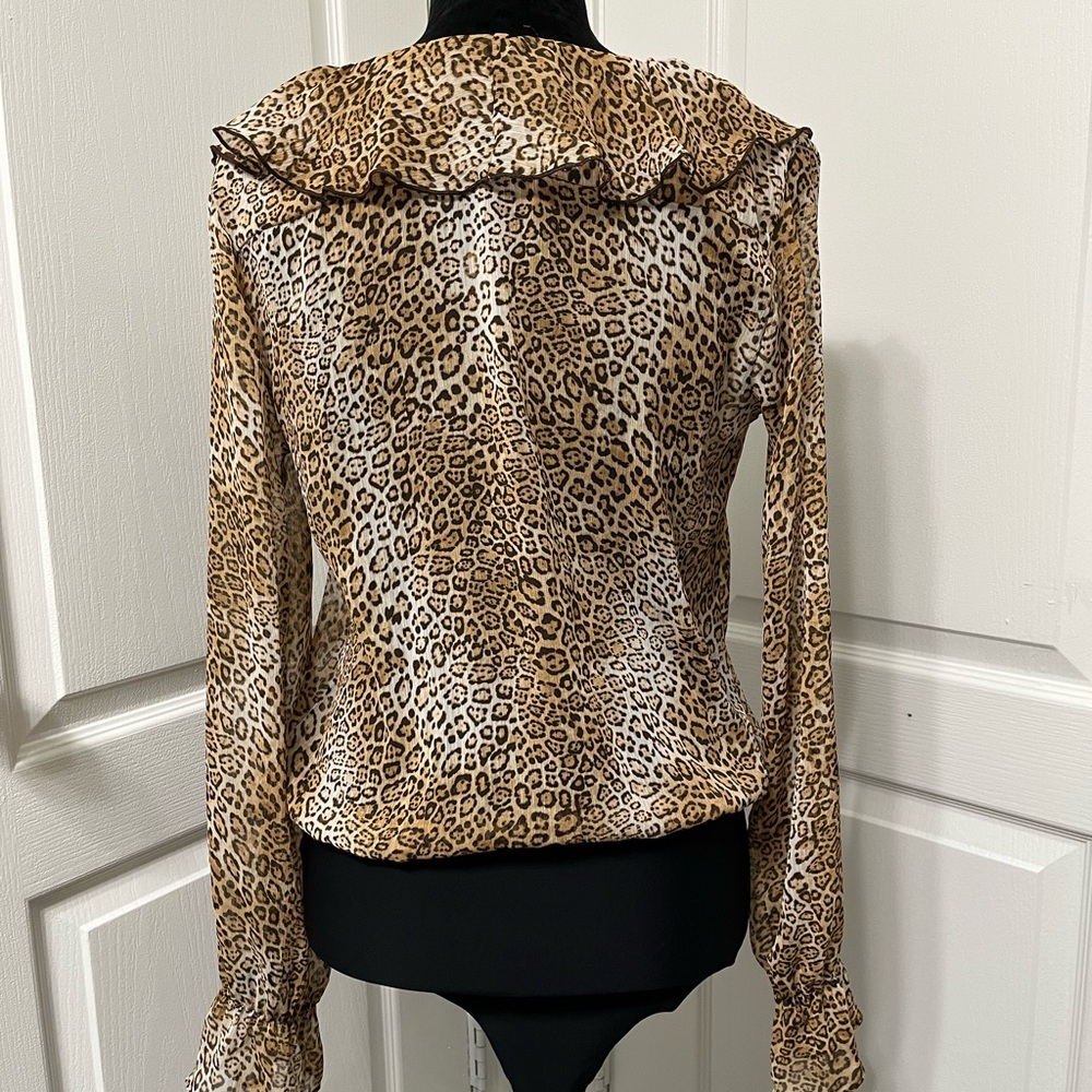 ZARA leopard Print Ruffle Bodysuit - Picture 3 of 6